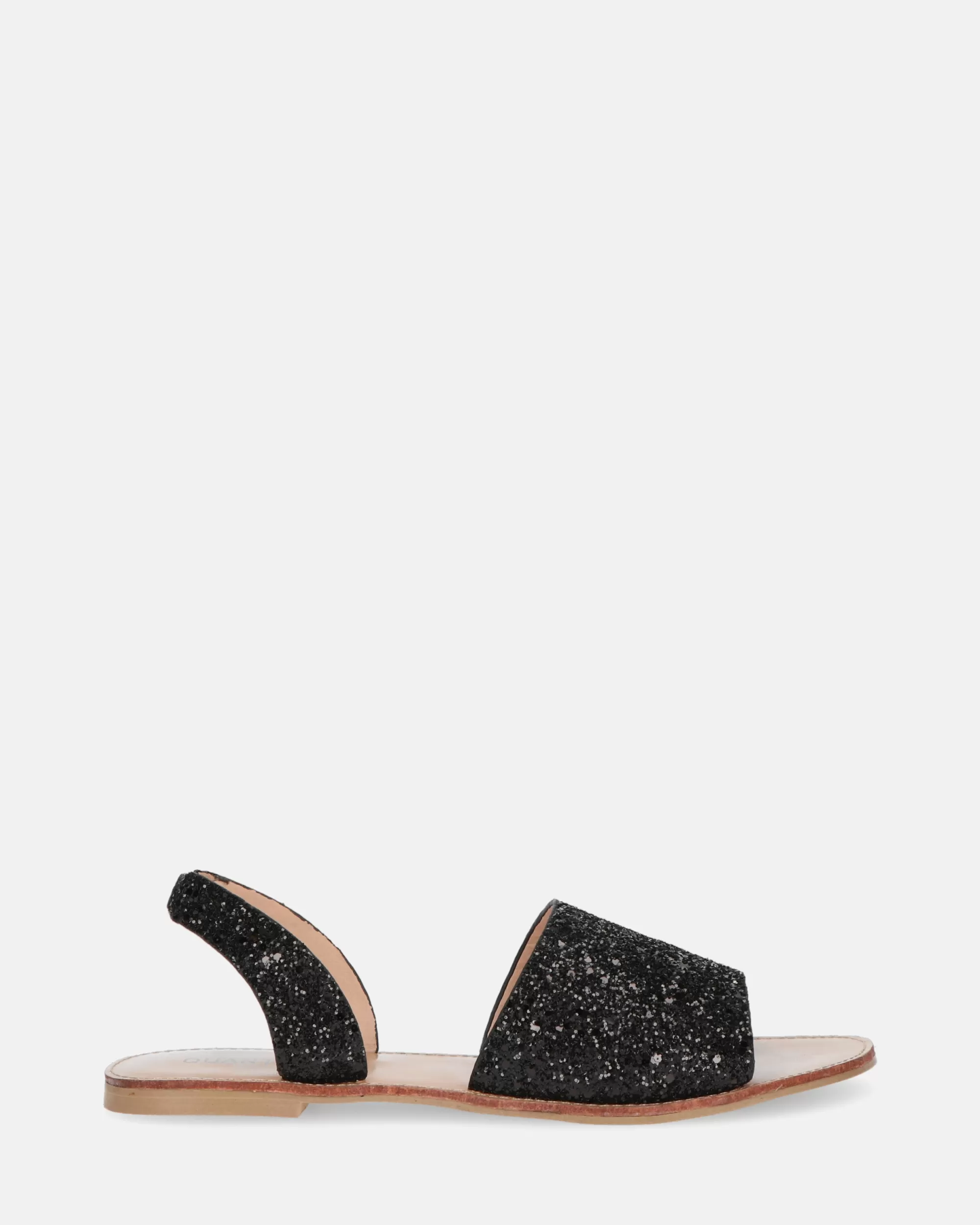 Quanticlo Dayna - Sandalo Flat In Glitter Nero Shop