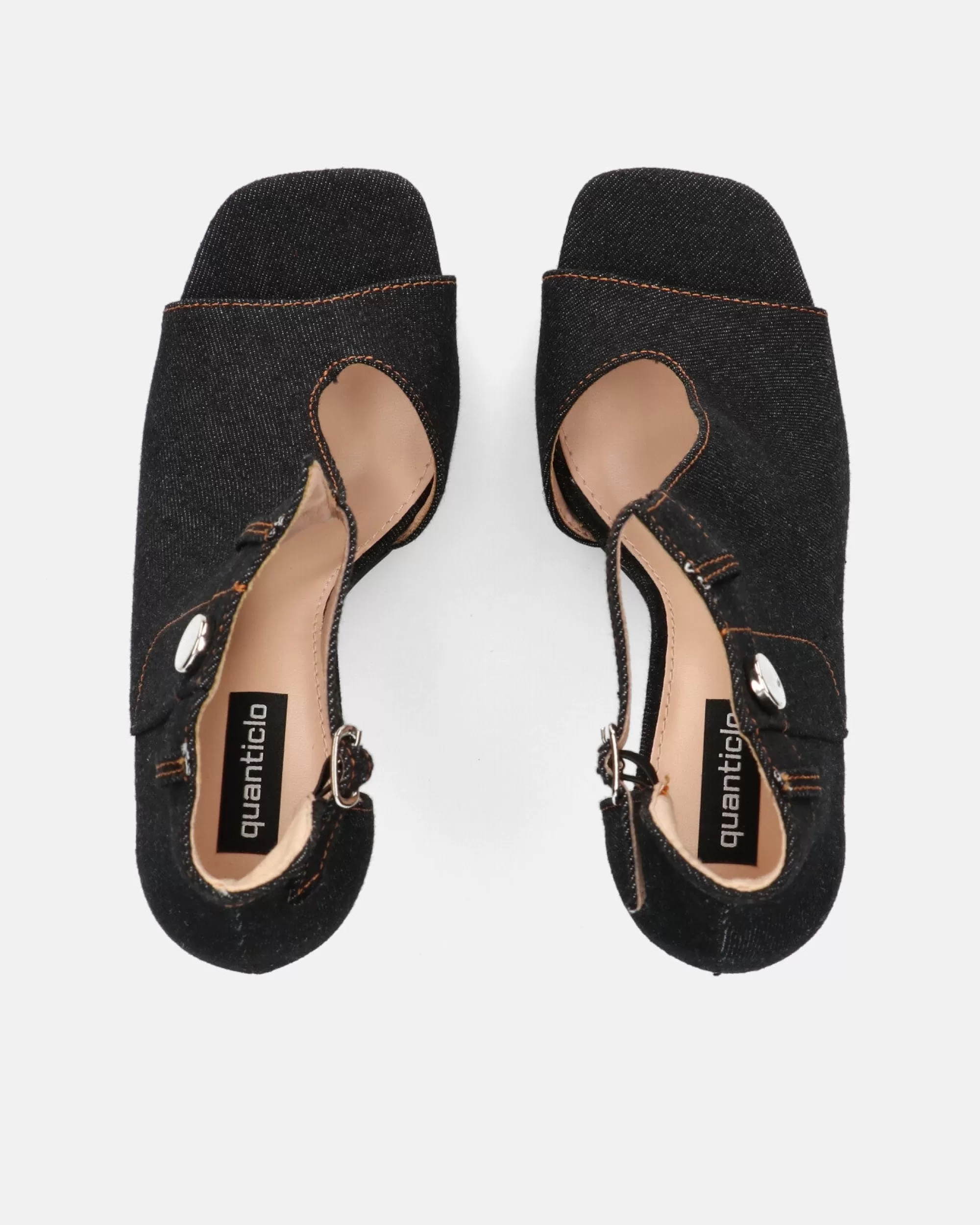 Quanticlo Gema - Scarpe Con Tacco In Denim Nero Sale