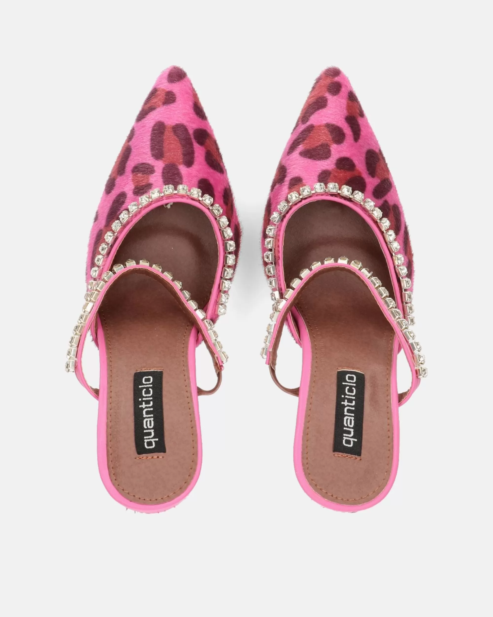 Quanticlo Peral - Scarpa Con Tacco In Leopardato Rosa Con Gemme Fashion