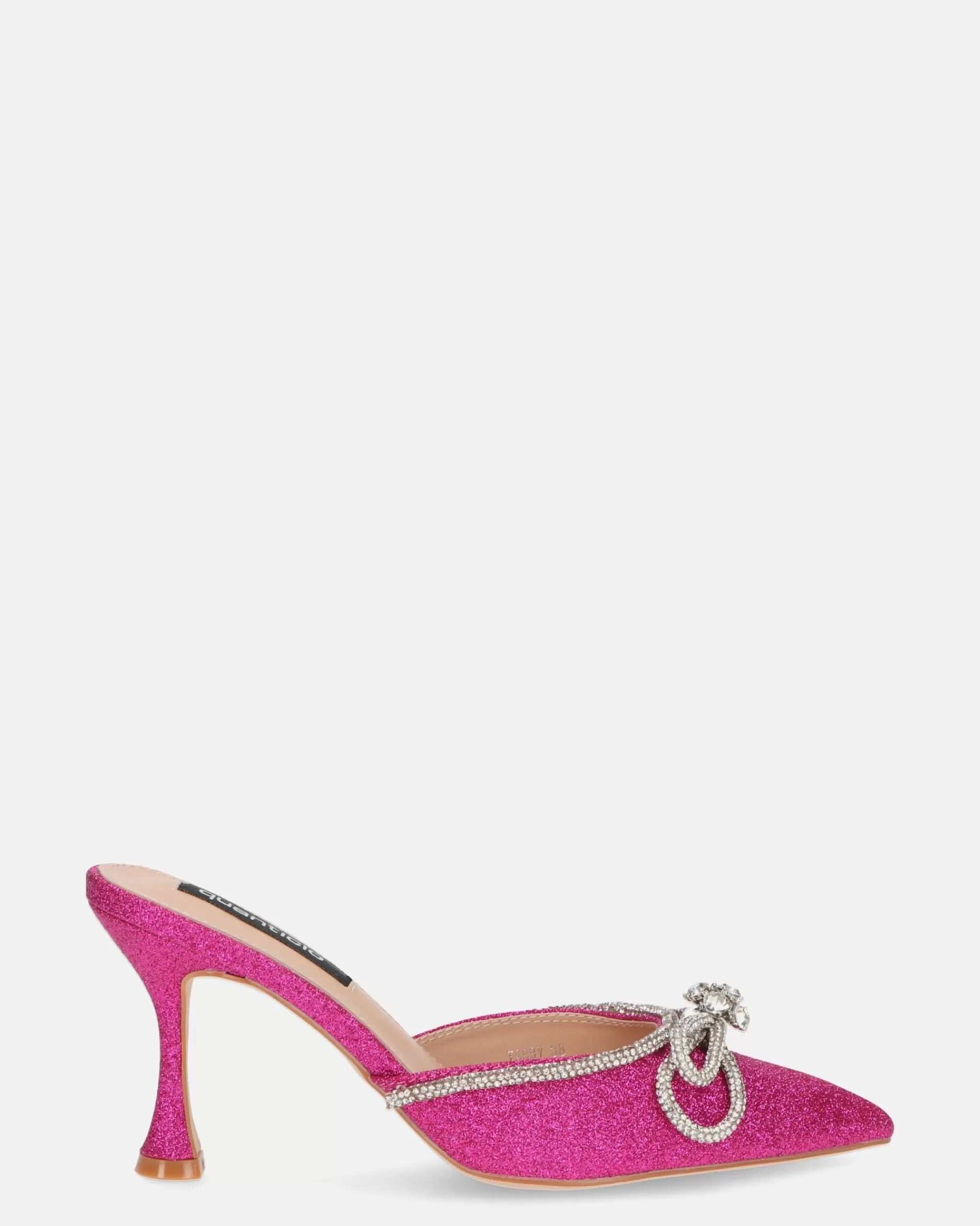 Quanticlo Tabby - Scarpe In Glitter Fuchsia Con Fiocco Di Gemme New