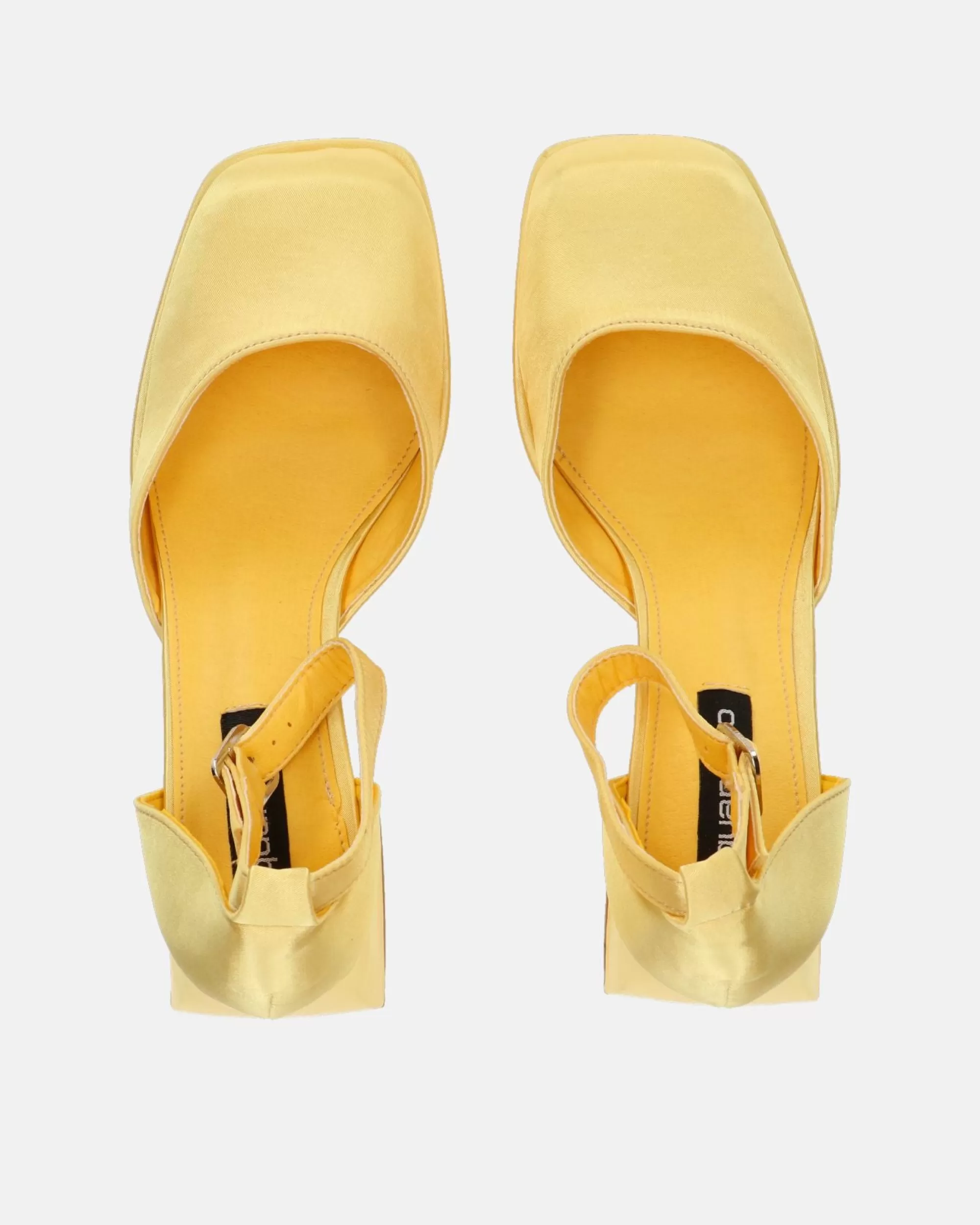 Quanticlo Vida - Scarpe Con Tacco Squadrato In Satin Giallo Outlet