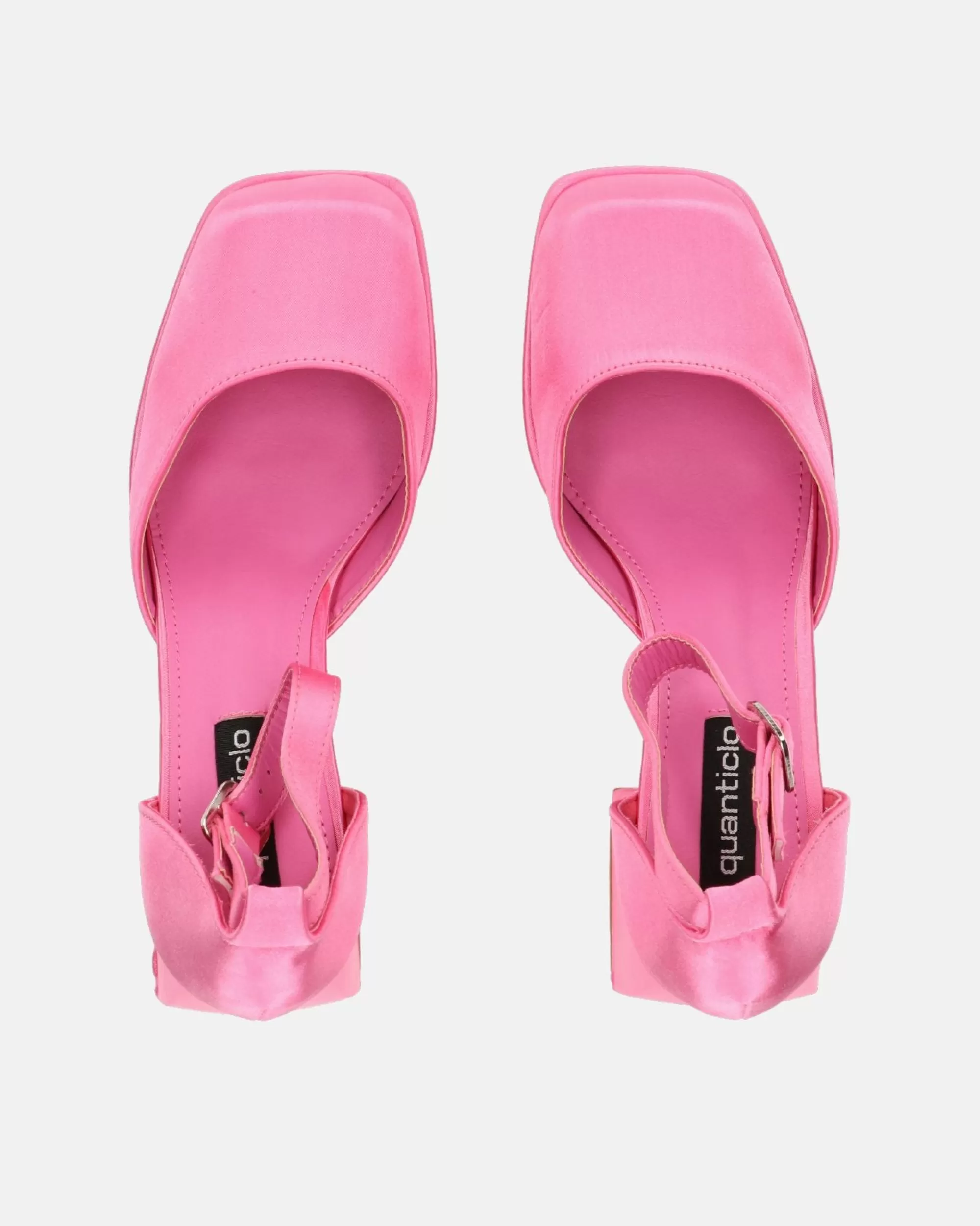 Quanticlo Vida - Scarpe Con Tacco Squadrato In Satin Rosa Hot