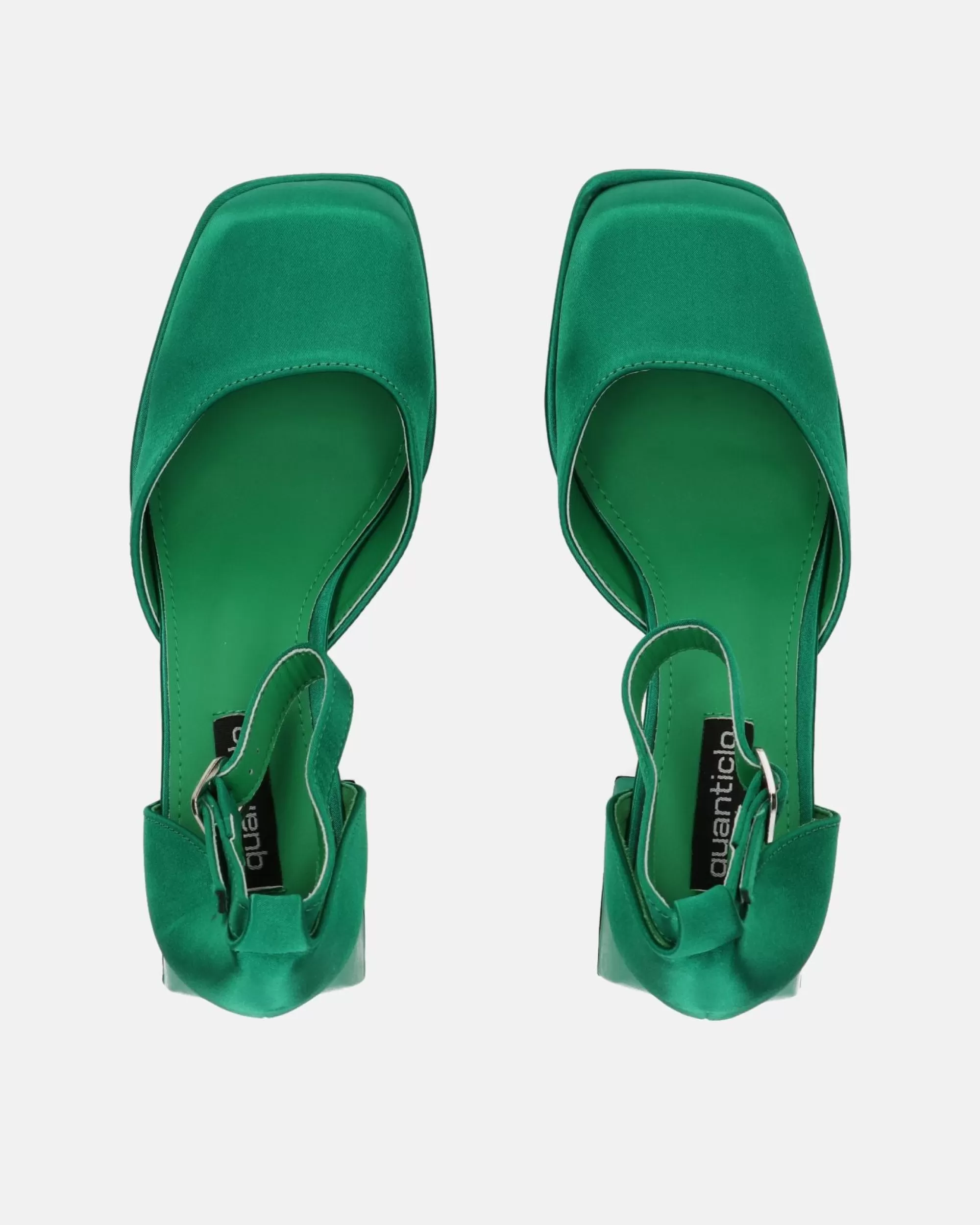 Quanticlo Vida - Scarpe Con Tacco Squadrato In Satin Verde Outlet